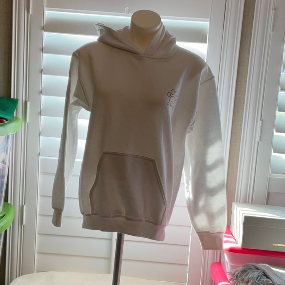 PAWZ White Hoodie with Paw Print